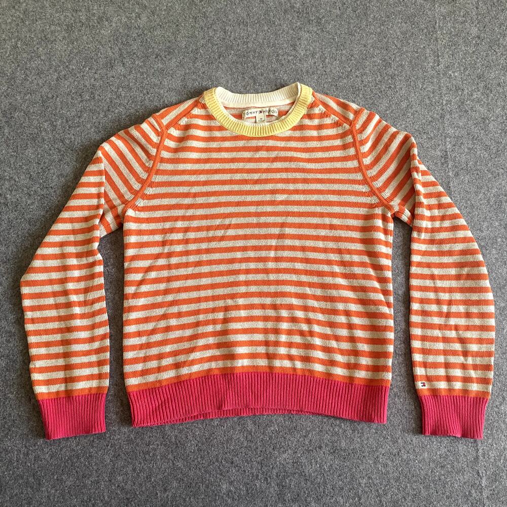 Tommy Hilfiger Women’s M 100% Cotton Striped Crewneck Sweater